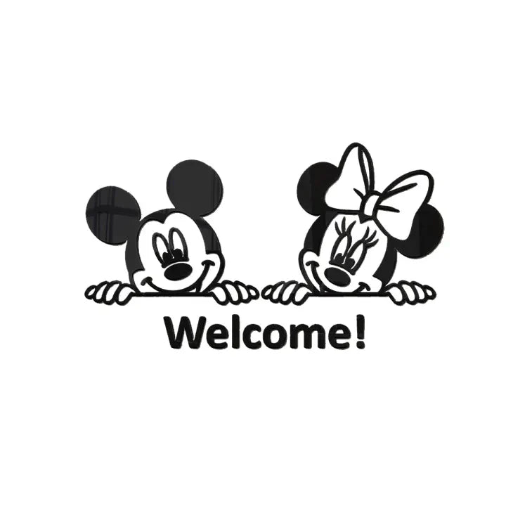 3D Mickey & Minnie Mouse Welcome Wooden Wall Art - Charming Home & Bedroom Decor