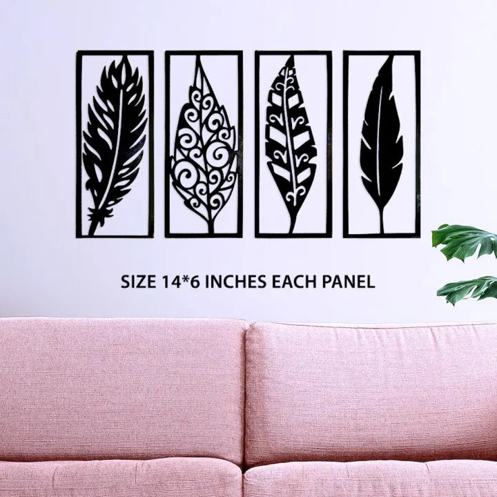 4 Pcs Wooden wall art decoration item unique and creative 4 panels wooden leaves