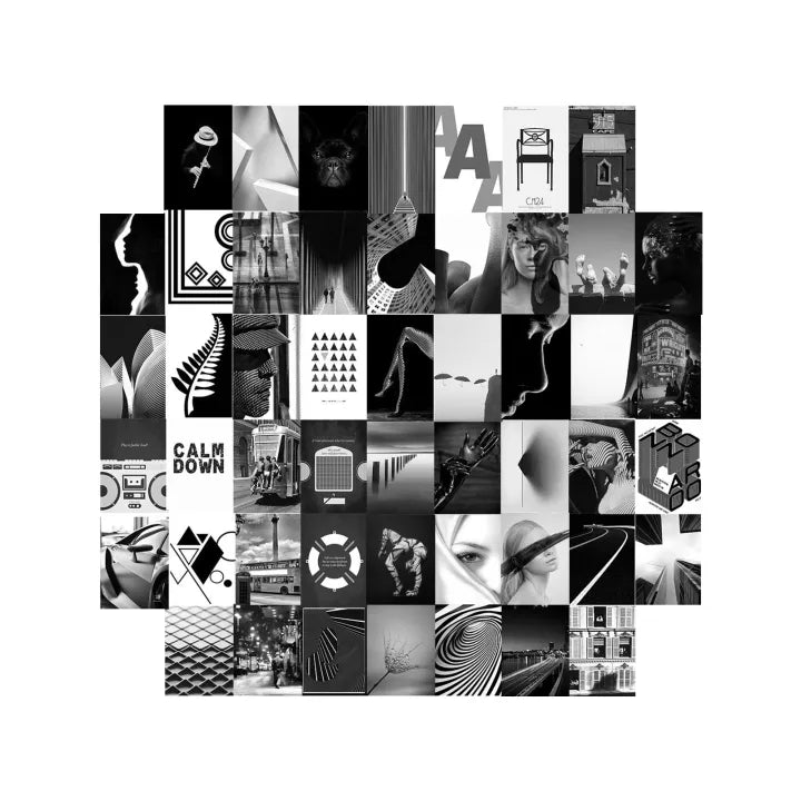 Black Theme Aesthetic Wall Photo Print Collage 21 Cards 4x6 For Wall Decor