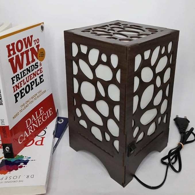 3D Laser-Cut Unique Design Wooden Lamp - Stylish Table Lamp for Bedroom & Room Decor