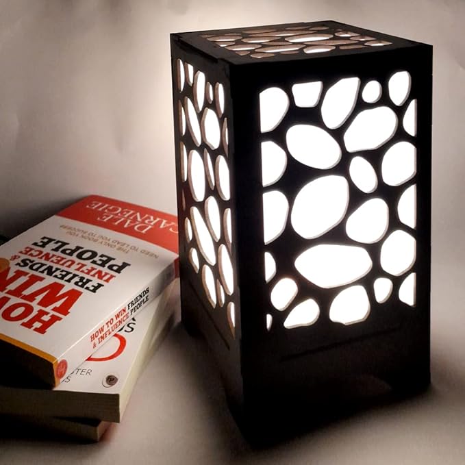 3D Laser-Cut Unique Design Wooden Lamp - Stylish Table Lamp for Bedroom & Room Decor