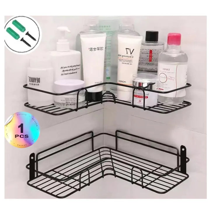 Bathroom Kitchen Punch Corner Frame Shower Shelf Wrought Iron Shampoo Storage Rack Holder bathroom accessories