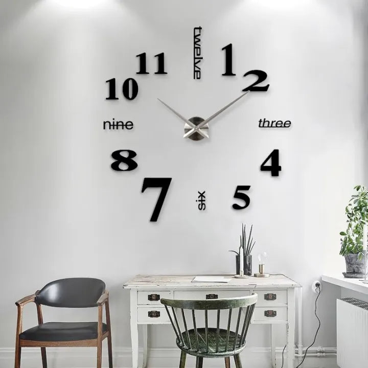 Numeric 3D 24-Inch Wooden Wall Clock - Elegant Home & Office Décor