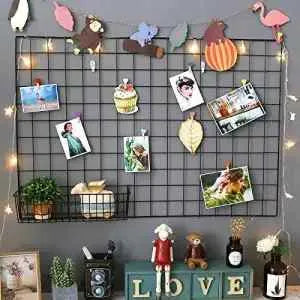 Metal Mesh Grid Panel Photo Wall Decor Art Display