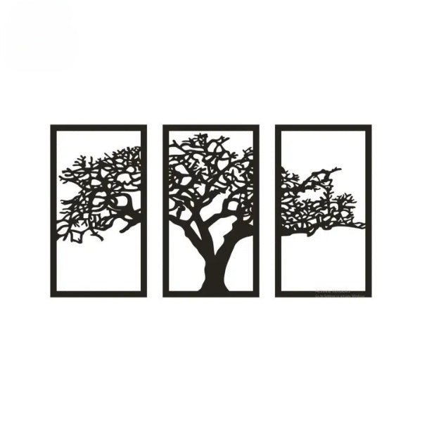 3D Wooden Tree Wall Art Decor (3 Pieces) - Modern Nature-Inspired Home & Office Decor