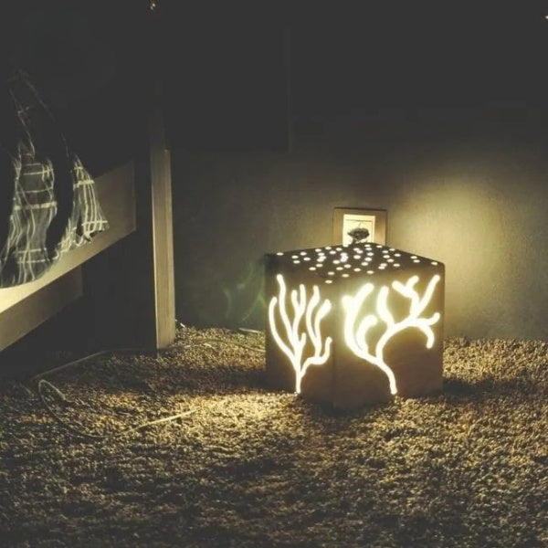 3D Laser-Cut Wooden Lamp - Unique Design for Room & Side Table Décor