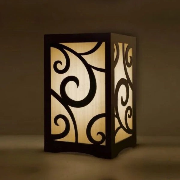 3D Laser-Cut Wooden Lamp - Modern Wooden Lamp for Bedroom & Side Table Decor