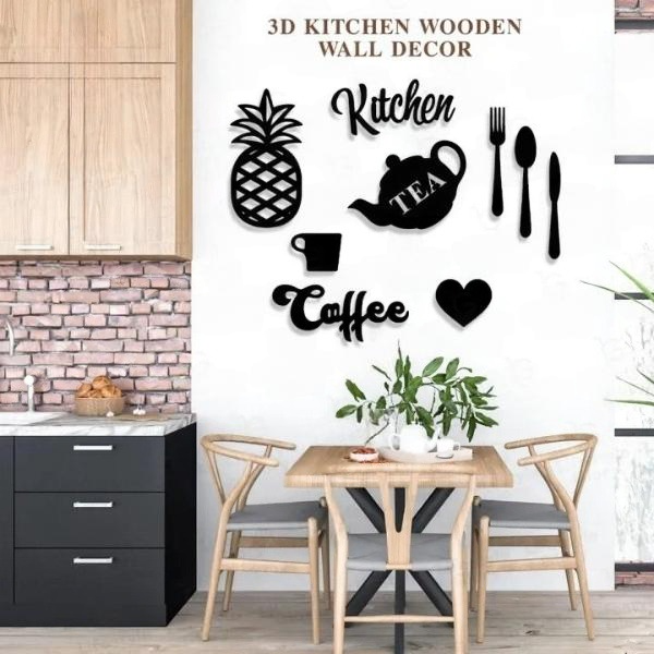 3D Wooden Wall Art - Unique Laser-Cut Design for Kitchens