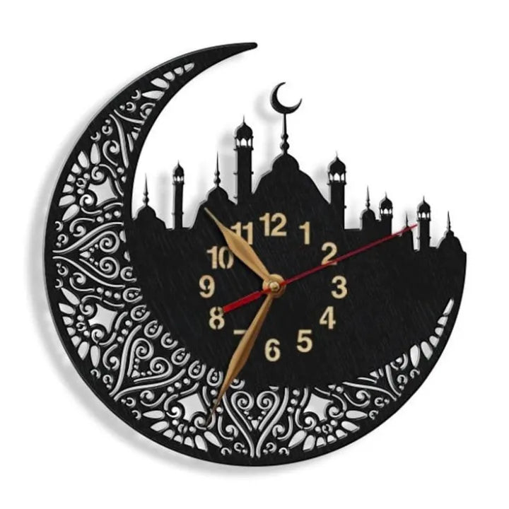 3D Islamic Antique Design Laser-Cut Wooden Wall Clock - Stylish Decor for Home & Rooms