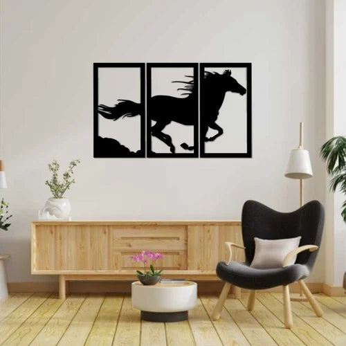 Running Horse Wooden Wall Art - Stunning Home Decor for Room Decoration