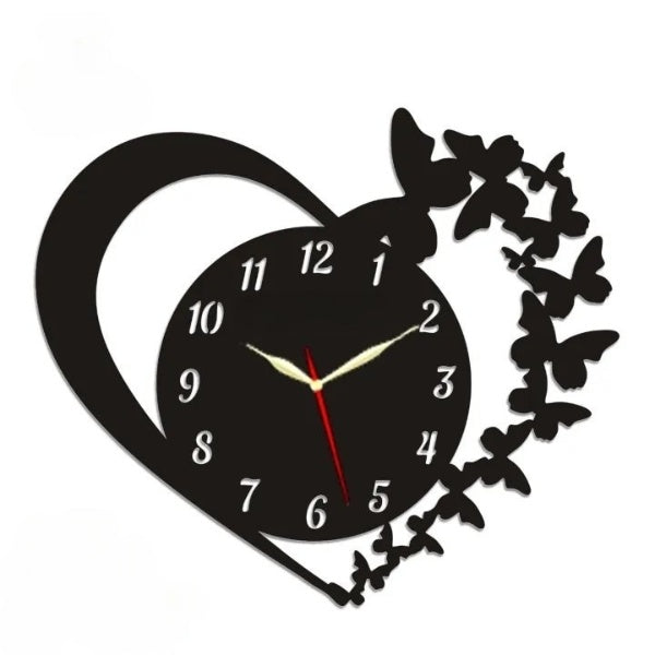 Heart Wooden Wall Clock with Premium Light – Elegant Wooden Clock for Bedroom & Living Room