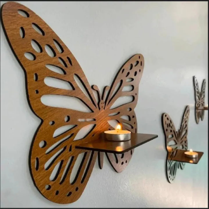 Decorative Butterfly Wall Shelf – Elegant Wooden Wall Art for Home Decor