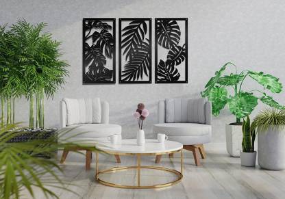 3D Set of 3 Leaf Wooden Wall Art - Elegant Home Decor & Decorating Items